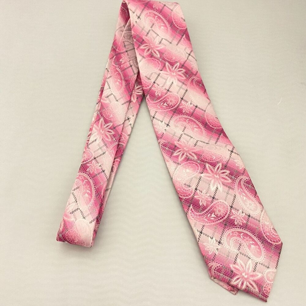 #5551 Stacy Adams Pink Paisley and Floral Necktie, Tie 59 x 3.5